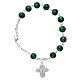 One decade rosary bracelet with 6x6 mm green spotted  glass beads and clasp s1