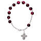 One decade rosary bracelet with 5x5 mm purple spotted glass beads and clasp s1