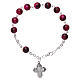 One decade rosary bracelet with 5x5 mm purple spotted glass beads and clasp s2