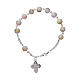 Rosary decade bracelet in glass with 6x6 mm grains and fastener, white s2