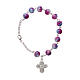 Rosary decade bracelet in glass with 6x6 mm grains and fastener, light pink s1
