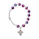 One decade rosary bracelet with 6x6 mm light pink spotted glass beads and clasp s1