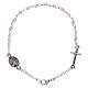 Rosary decade bracelet with 1x1 mm faceted pink grains, fastener and miraculous medal s2