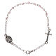 Decade rosary bracelet with 1 mm rhombus pink beads, clasp closure and Miraculous medal s2