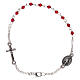 Rosary decade bracelet with 1x1 mm faceted ruby red grains, fastener and miraculous medal s1