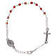 Rosary decade bracelet with 1x1 mm faceted ruby red grains, fastener and miraculous medal s2