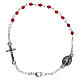 Decade rosary bracelet with 1 mm rhombus ruby beads, clasp closure and Miraculous medal s1