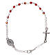 Decade rosary bracelet with 1 mm rhombus ruby beads, clasp closure and Miraculous medal s2
