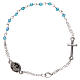 Rosary decade bracelet with 1x1 mm faceted aqua grains, fastener and miraculous medal s2
