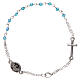 Decade rosary bracelet with 1 mm rhombus light blue beads, clasp and Miraculous medal s2
