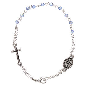 Decade rosary bracelet with 1 mm rhombus cerulean blue beads, clasp and Miraculous medal