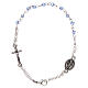 Decade rosary bracelet with 1 mm rhombus cerulean blue beads, clasp and Miraculous medal s1
