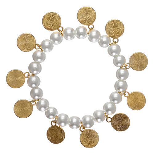 Bracelet of white pearls with Saints 2