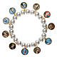 Bracelet perles blanches avec saints s1