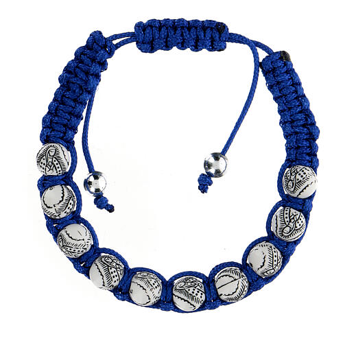 Armband mit Zehner der Madonna von Guadalupe mit blauer Kordel, 5 mm 1