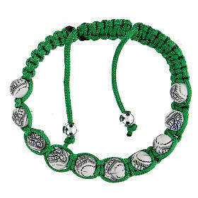 Ten-bead bracelet with Our Lady of Guadalupe in green rope 5 mm
