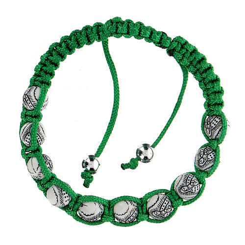 Ten-bead bracelet with Our Lady of Guadalupe in green rope 5 mm 1