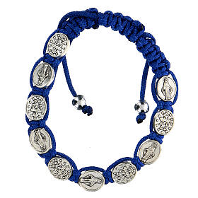 Armband mit Zehner der Madonna mit blauer Kordel, 6 mm