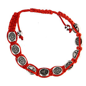 Ten-bead bracelet with the Dove of Peace in red rope 6 mm
