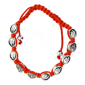 Ten-bead bracelet with the Dove of Peace in red rope 6 mm