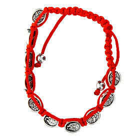 Ten-bead bracelet with the Dove of Peace in red rope 6 mm