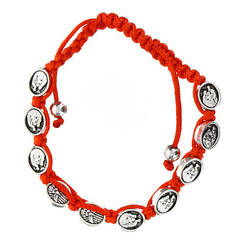 Ten-bead bracelet with the Dove of Peace in red rope 6 mm 1