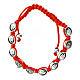 Ten-bead bracelet with the Dove of Peace in red rope 6 mm s1