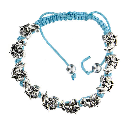 Ten-bead bracelet with Angel in sky blue rope 6 mm 1