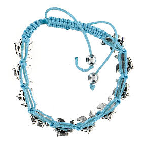 Decade rosary bracelet, Angel sky blue cord 6 mm