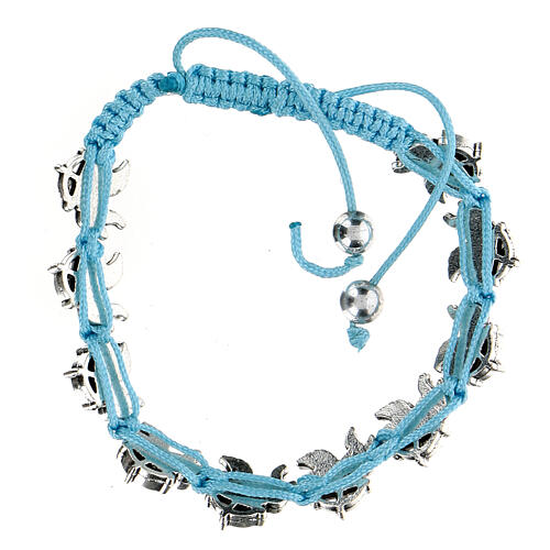 Decade rosary bracelet, Angel sky blue cord 6 mm 2