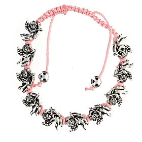 Ten-bead bracelet with Angel in pink rope 6 mm
