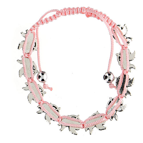 Ten-bead bracelet with Angel in pink rope 6 mm 2