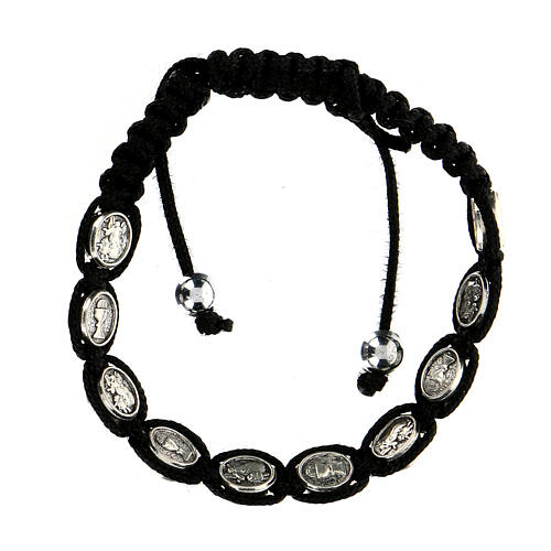 Ten-bead bracelet for Holy Communion in black rope 4 mm 2