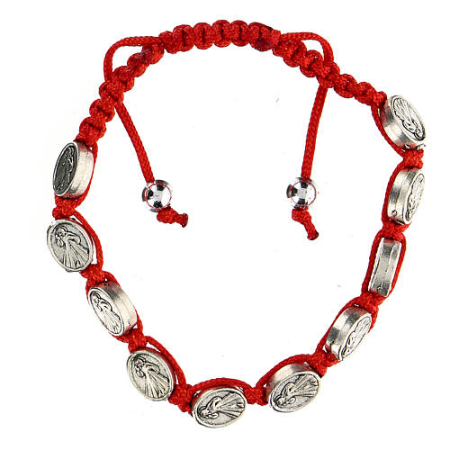 Ten-bead bracelet with Jesus Christ in red rope 4 mm 1