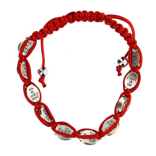 Ten-bead bracelet with Jesus Christ in red rope 4 mm 2