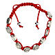 Ten-bead bracelet with Jesus Christ in red rope 4 mm s1