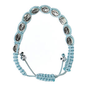 Ten-bead bracelet with Our Lady of Fatima in sky blue rope 5 mm