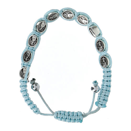 Ten-bead bracelet with Our Lady of Fatima in sky blue rope 5 mm 1