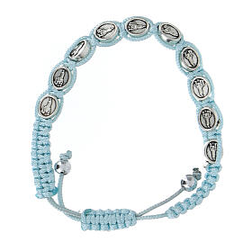 Bracelet dizainier Notre-Dame de Fatima corde bleu ciel 5 mm