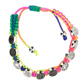 Ten-bead bracelet with St. Benedict in multicoloured rope 6 mm