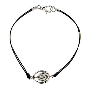 Ten-bead bracelet for Holy Communion in black rope 9 mm