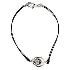 Ten-bead bracelet for Holy Communion in black rope 9 mm