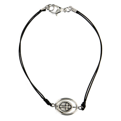 Ten-bead bracelet for Holy Communion in black rope 9 mm 2