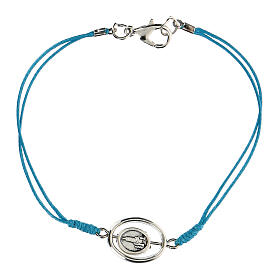 Bracelet with Our Lady of Fatima in light blue rope 9 mm