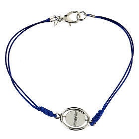 Armband mit Muttergottes von Lourdes und blauer Kordel, 9 mm