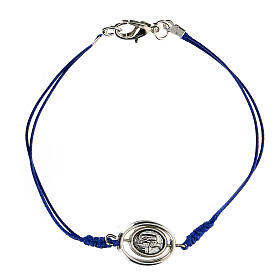 Bracelet with Our Lady of Lourdes in blue rope 9 mm