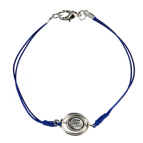 Bracelet with Our Lady of Lourdes in blue rope 9 mm 1