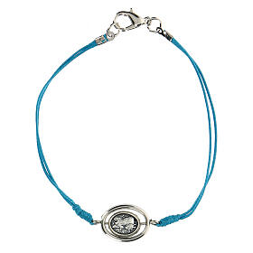 Angel charm bracelet, sky blue cord 9 mm