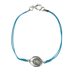 Angel charm bracelet, sky blue cord 9 mm