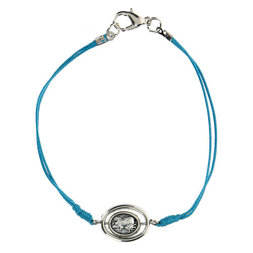 Angel charm bracelet, sky blue cord 9 mm 1